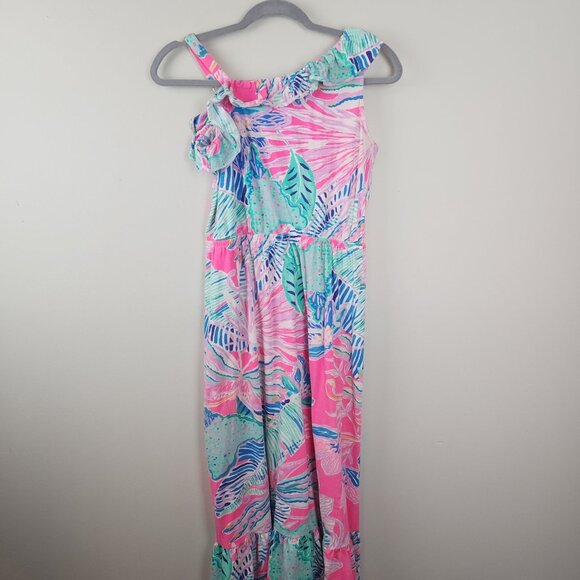 Lilly Pulitzer girls XL 12-14 Octavia Maxi Dress One Shoulder Ruffle - Picture 4 of 7
